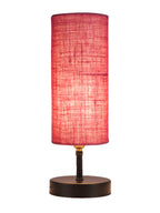 Wood Table lamp with Pink Jute Shade (ACAP13)