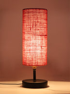 Wood Table lamp with Pink Jute Shade (ACAP13)