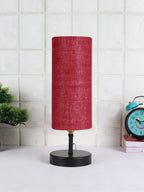 Wood Table lamp with Maroon Jute Shade (ACAP14)