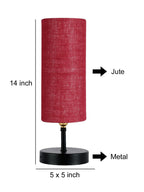 Wood Table lamp with Maroon Jute Shade (ACAP14)