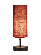 Wood Table lamp with Maroon Jute Shade (ACAP14)