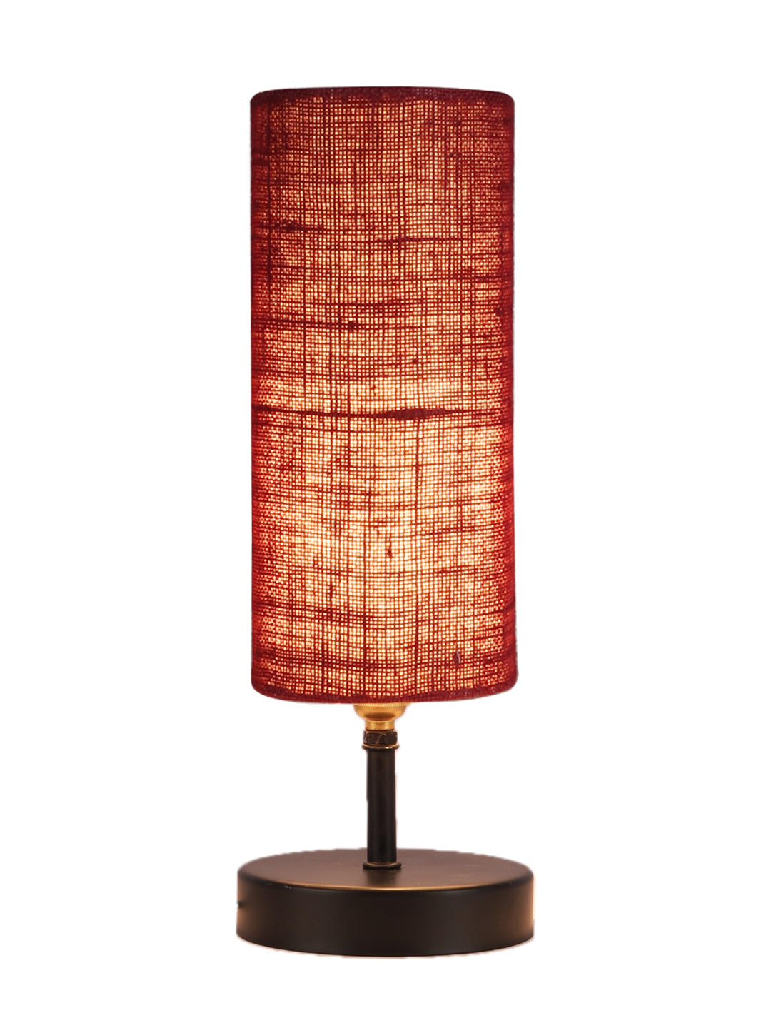 Wood Table lamp with Maroon Jute Shade (ACAP14)