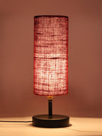 Wood Table lamp with Maroon Jute Shade (ACAP14)