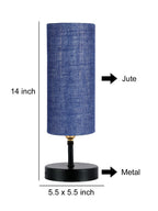 Wood Table Lamp with Blue Jute Shade (ACAP15)