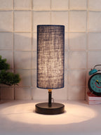 Wood Table Lamp with Blue Jute Shade (ACAP15)