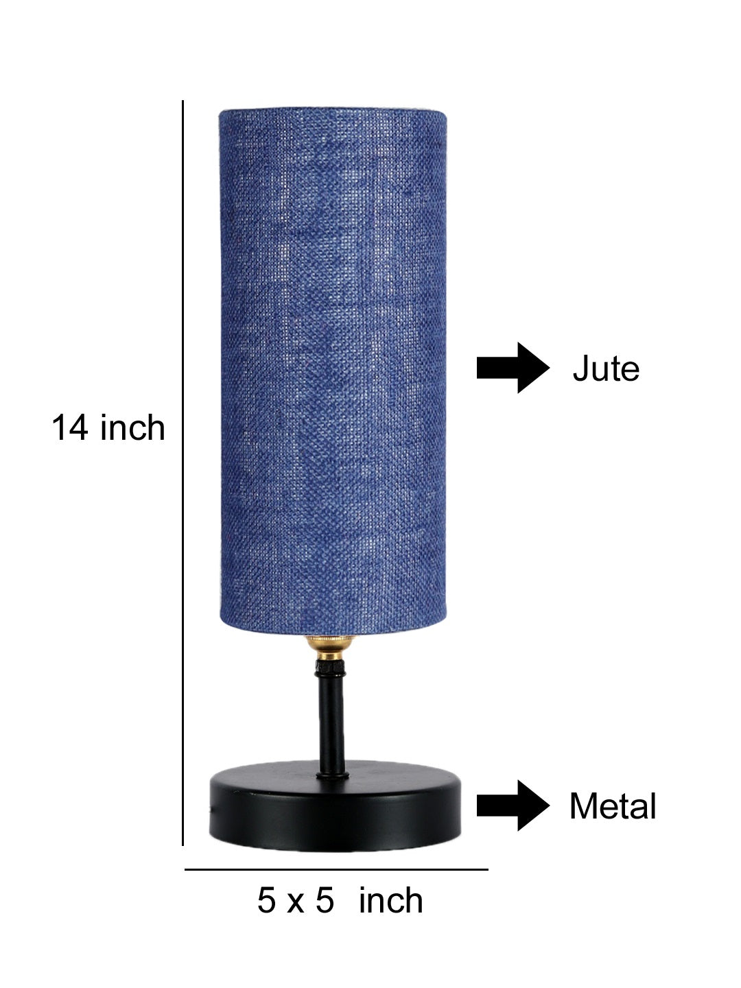 Wood Table Lamp with Blue Jute Shade (ACAP15)