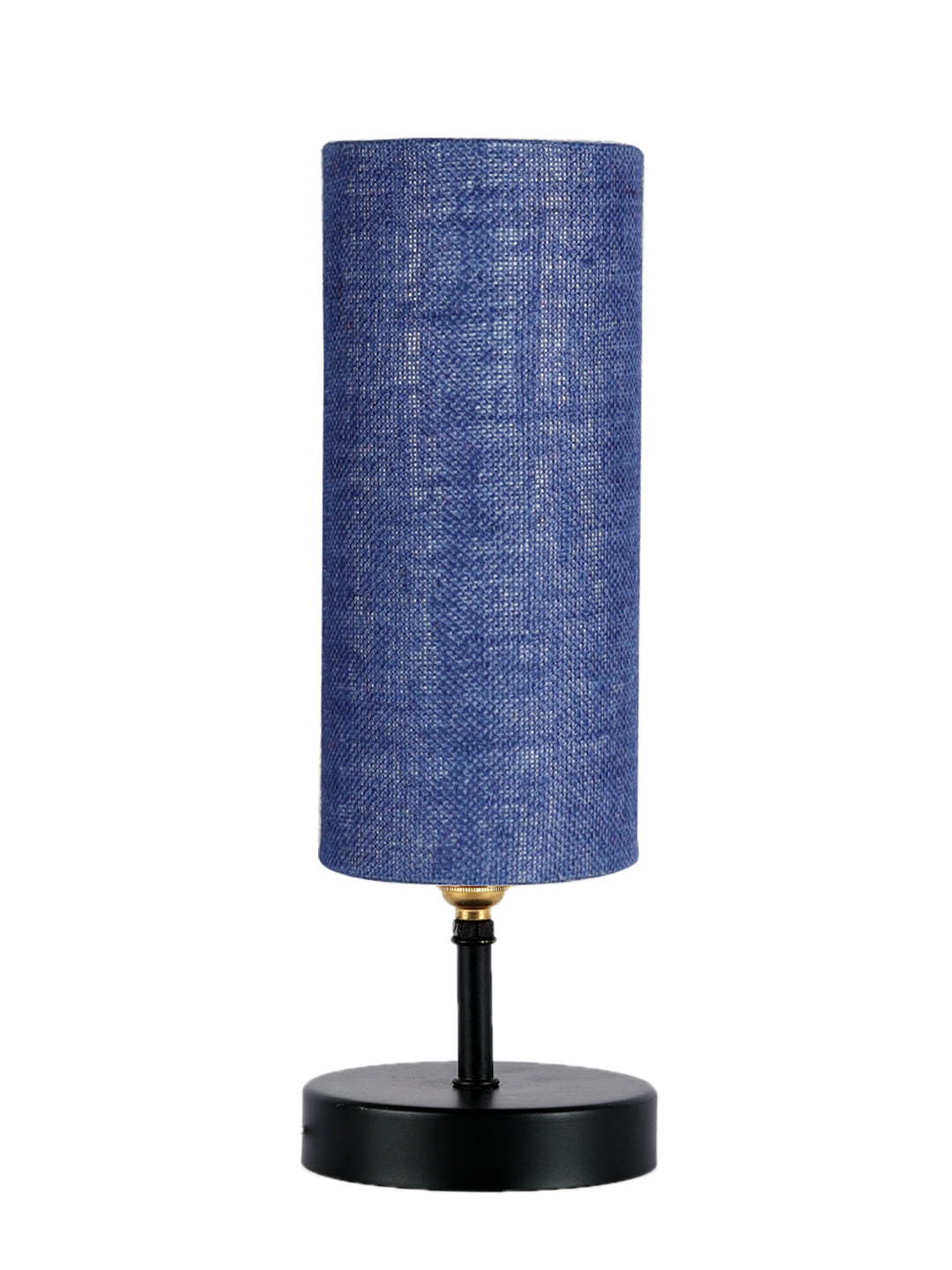 Wood Table Lamp with Blue Jute Shade (ACAP15)