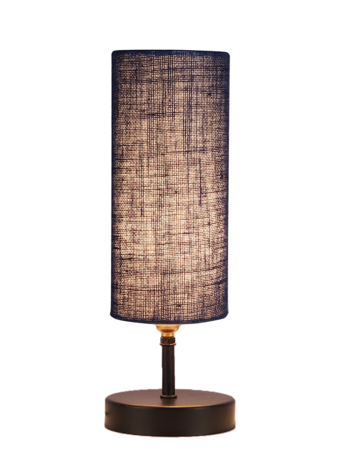 Wood Table Lamp with Blue Jute Shade (ACAP15)