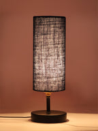 Wood Table Lamp with Blue Jute Shade (ACAP15)