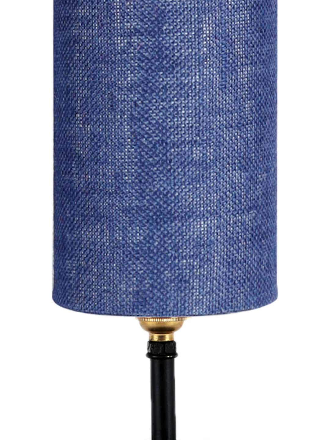 Wood Table Lamp with Blue Jute Shade (ACAP15)