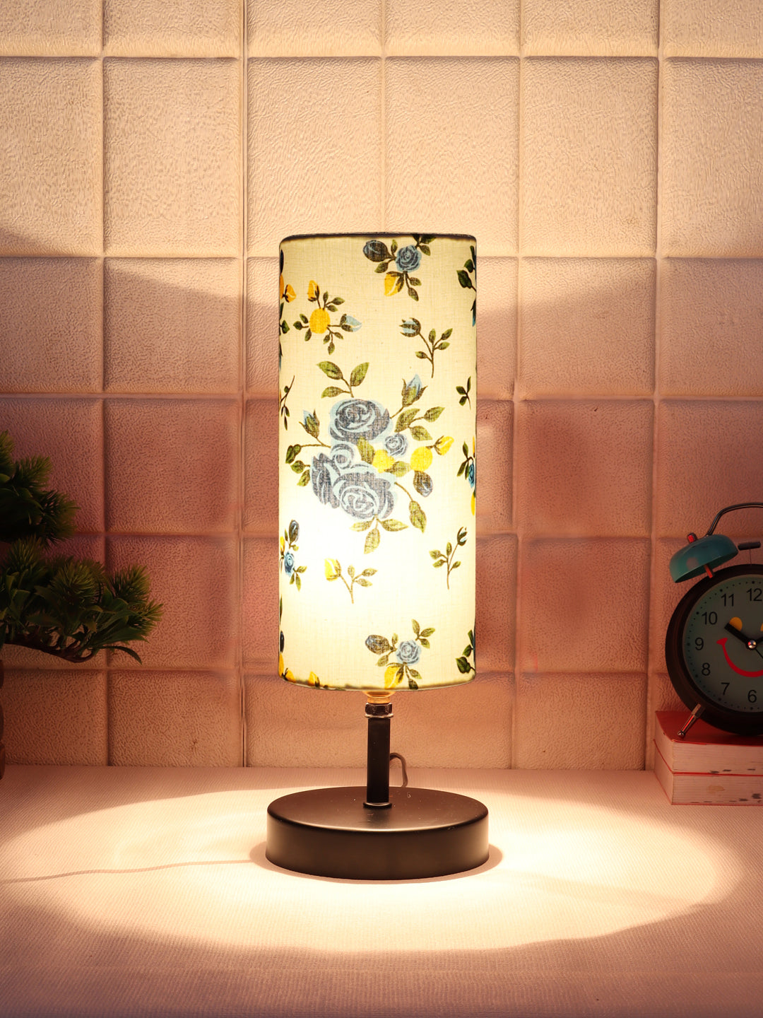 Wood Table lamp with Multicolor cotton Shade (ACAP17) Main image