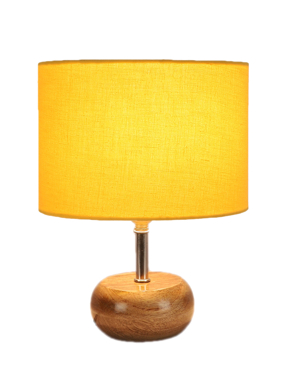 Yellow Cotton Shade with Wood Lamp Base (AJ)