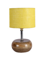 Yellow Jute Shade with Wood Lamp Base (KK4545)