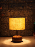 Yellow Jute Shade with Wood Lamp Base (KK4545)