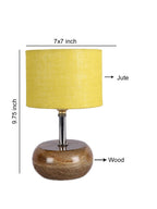 Yellow Jute Shade with Wood Lamp Base (KK4545)
