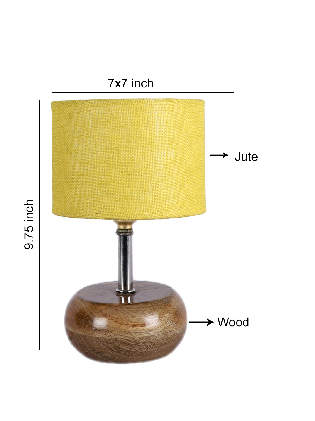 Yellow Jute Shade with Wood Lamp Base (KK4545)