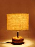 Yellow Jute Shade with Wood Lamp Base (KK4545)