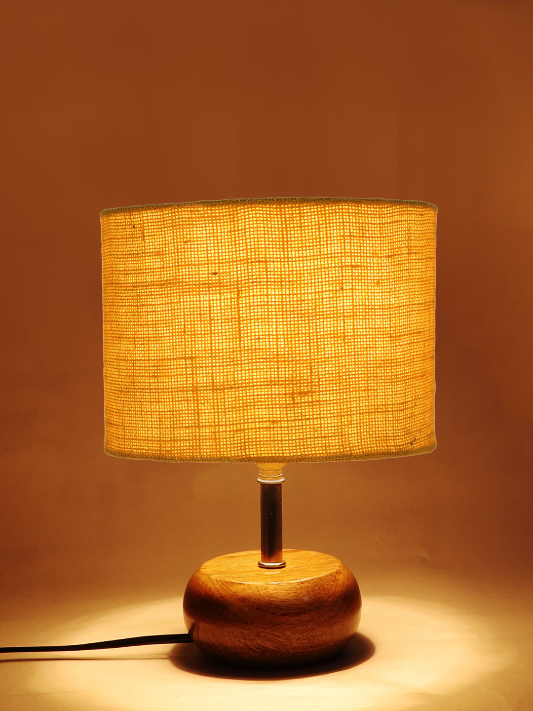 Yellow Jute Shade with Wood Lamp Base (KK4545)