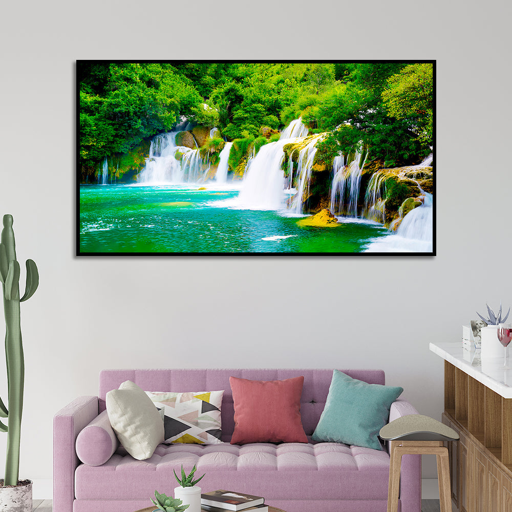 Vibrant Waterfall  Nature Scenery of Colorful Canvas Wall Paintings & Arts Main image