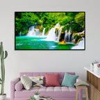 Vibrant Waterfall  Nature Scenery of Colorful Canvas Wall Paintings & Arts