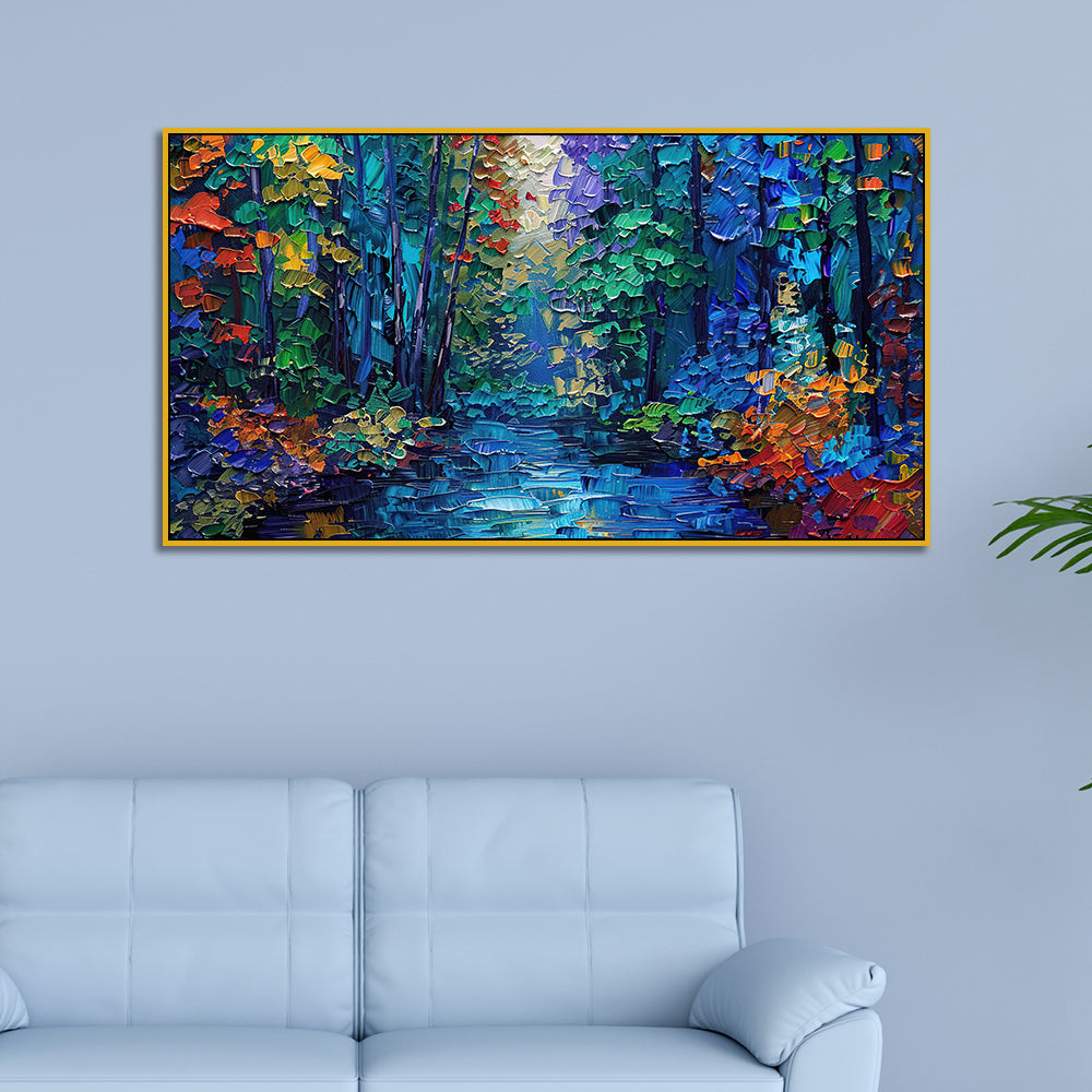 Whispers of the Colorful Woods and Forest Glow in Color Between Light and Leaves Wall Painting Main image