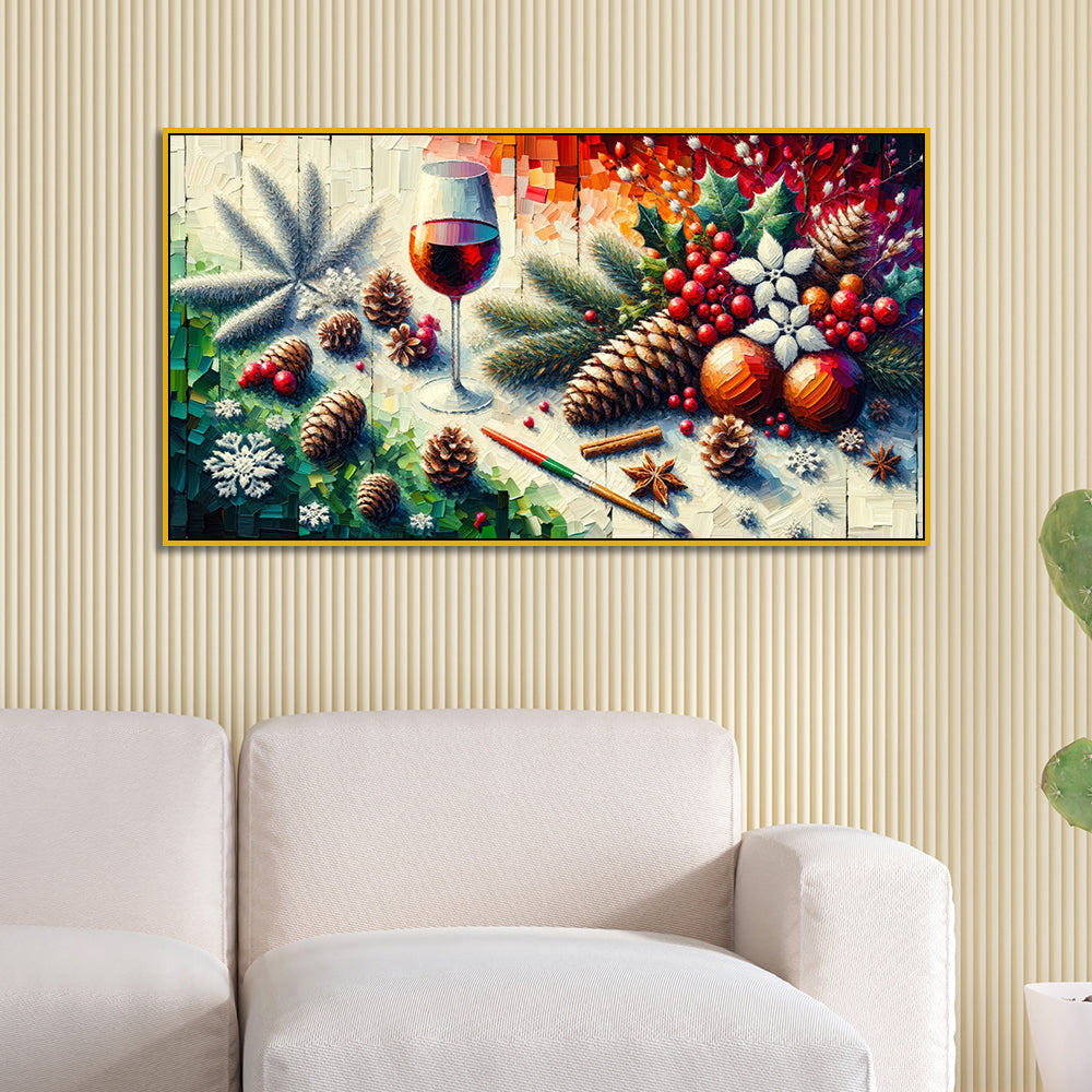 Wine and fruits Seasonal Joy: Pine, Berries & Wine Canvas Print Wall Painting Secondary image