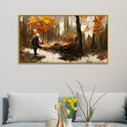 Whispers of the Autumn Woods and Solitary Walk in Golden Leaves  Wall Painting