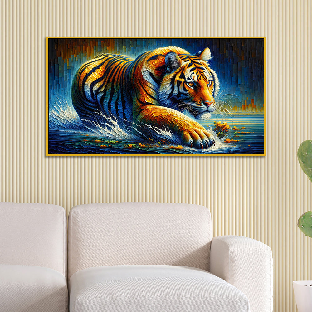 The  Majestic Tiger's  in Water Canvas Print Wall Painting Secondary image