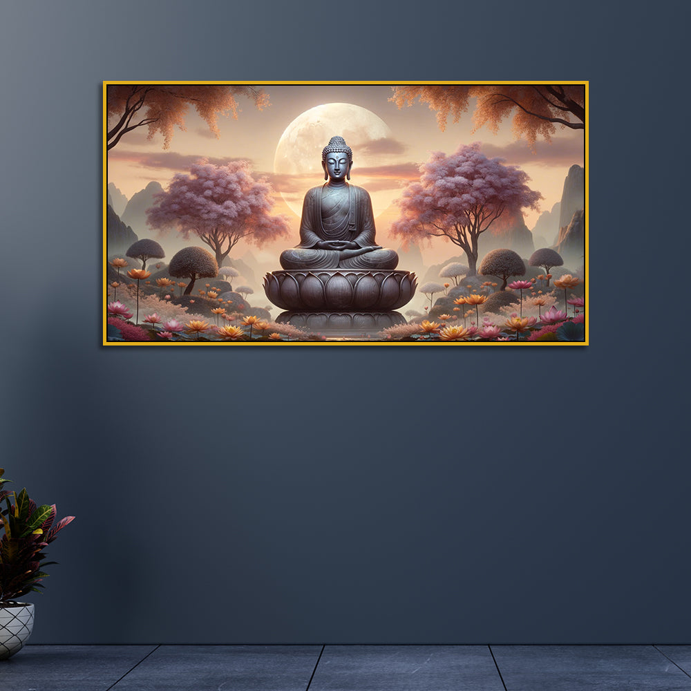 The Buddha in the Moonlight Garden Canvas Print Wall Painting Secondary image