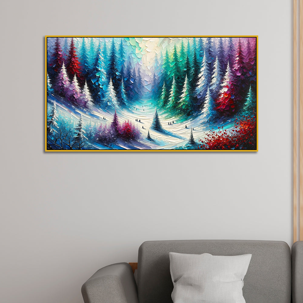 The Luminous Winter Path and Winter Dreamscape in Color Wall Painting Secondary image