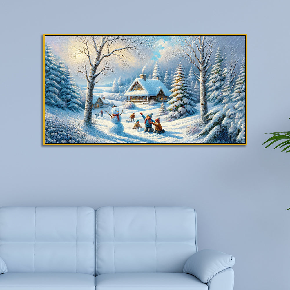 Winter Wonderland: Winter Playtime in the Forest Canvas PrintWall Painting Secondary image