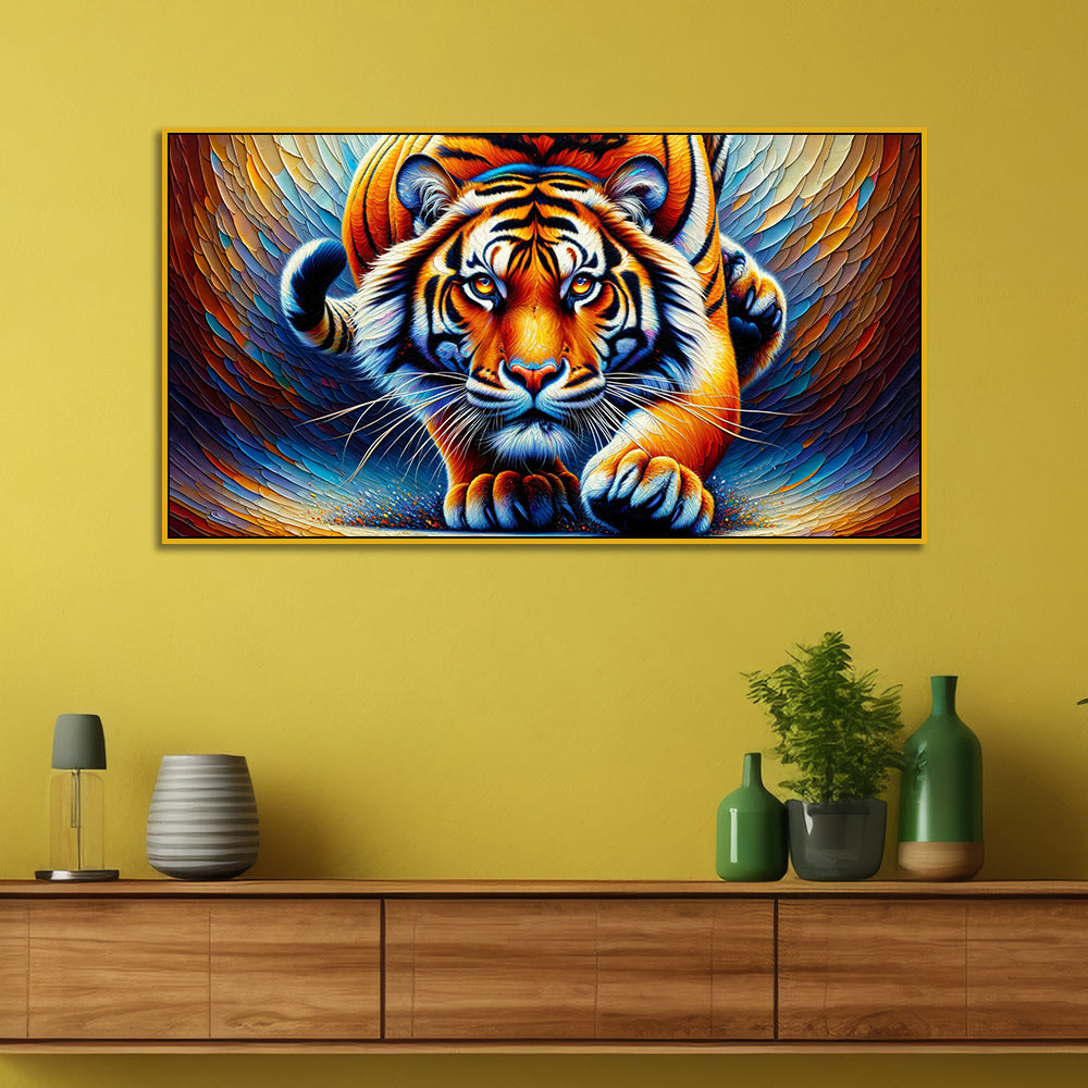 The Vibrant Gaze of the Prowling Hunter, Tiger Canvas Print Wall Painting Secondary image