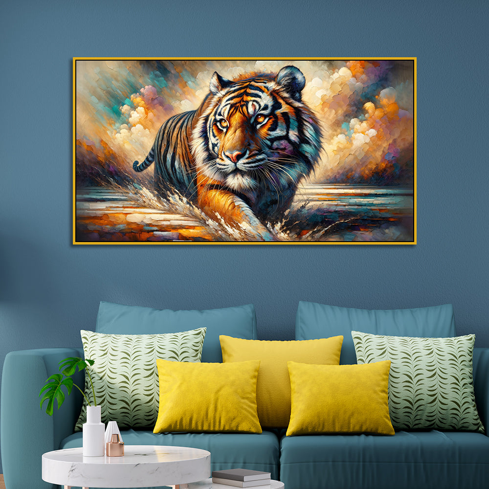 The Vibrant Water Stalker, Tiger Canvas Print Wall Painting Main image
