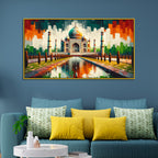 Taj Mahal: Historic Marble LanVMark in Colors Canvas Print Wall Painting