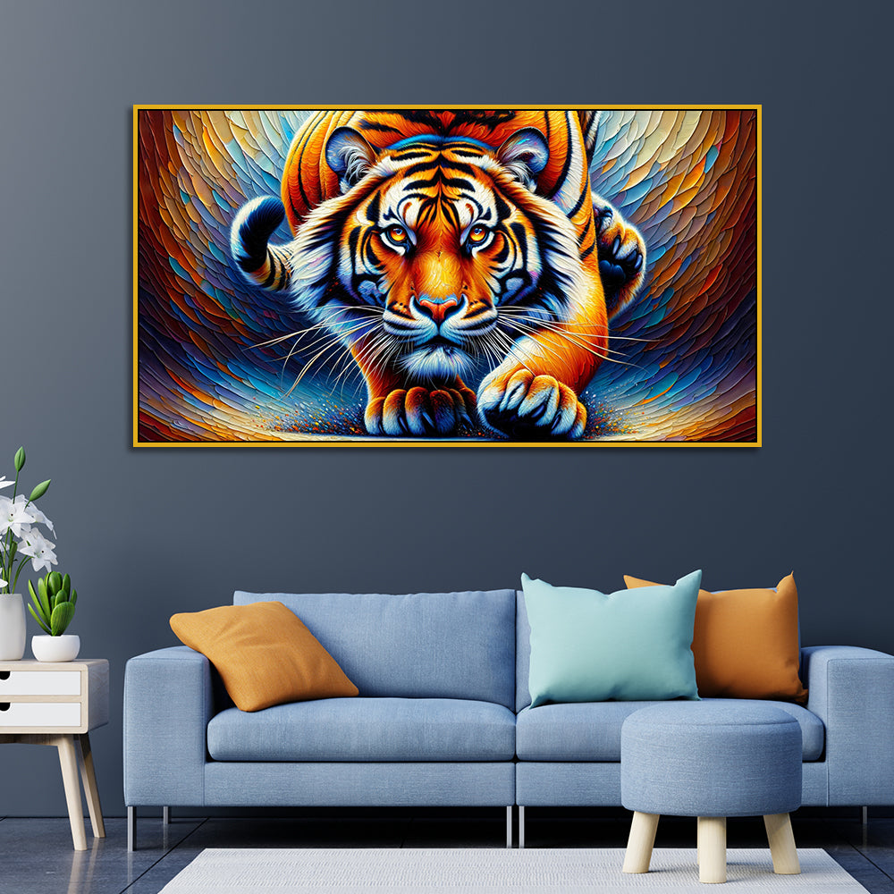The Vibrant Gaze of the Prowling Hunter, Tiger Canvas Print Wall Painting Main image