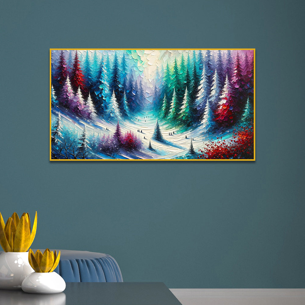 The Luminous Winter Path and Winter Dreamscape in Color Wall Painting Main image