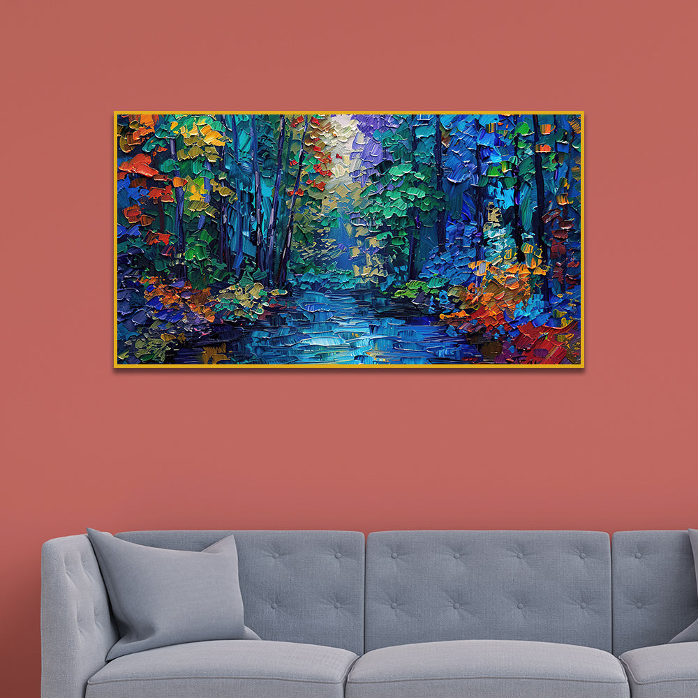 Whispers of the Colorful Woods and Forest Glow in Color Between Light and Leaves Wall Painting Secondary image