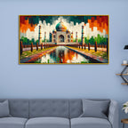 Taj Mahal: Historic Marble LanVMark in Colors Canvas Print Wall Painting