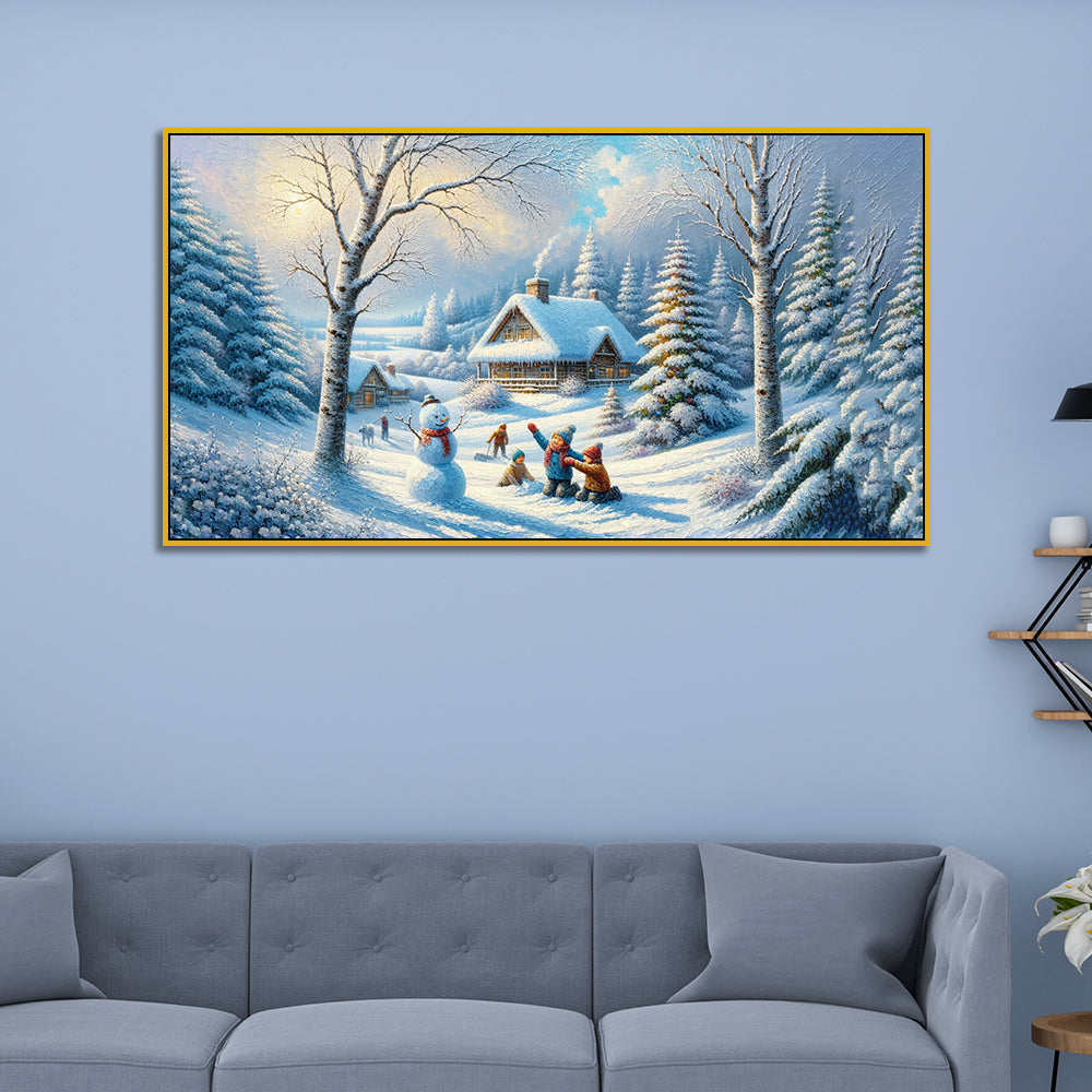 Winter Wonderland: Winter Playtime in the Forest Canvas PrintWall Painting Main image