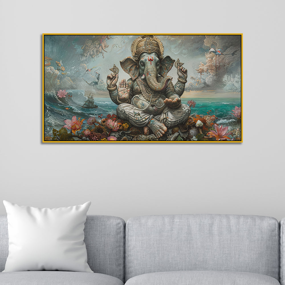 Vintage Ganesha Wall Art – Decorative Painting for Living Room Main image