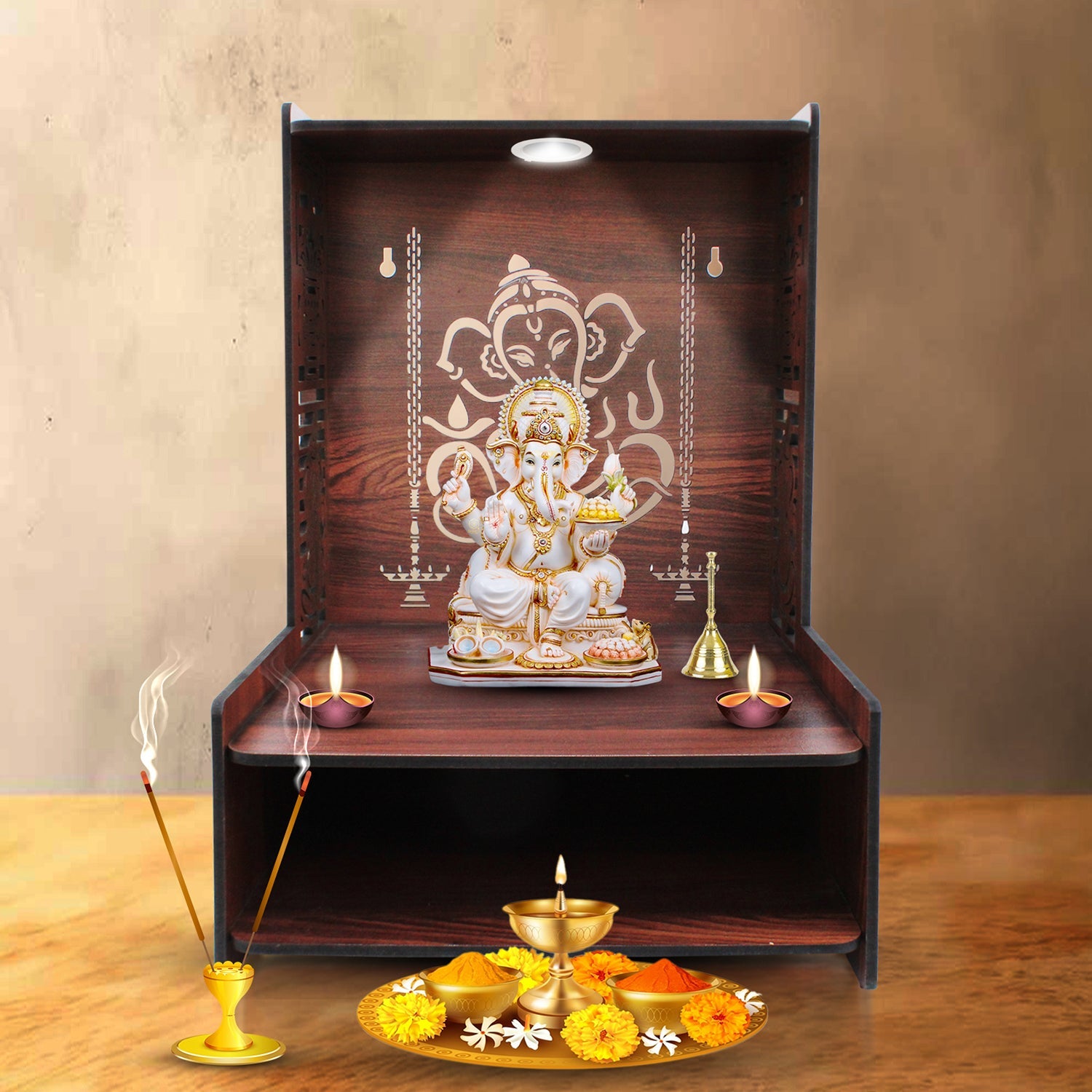 Beautiful Compact Modern Pooja Mandir for Small Spaces Main image