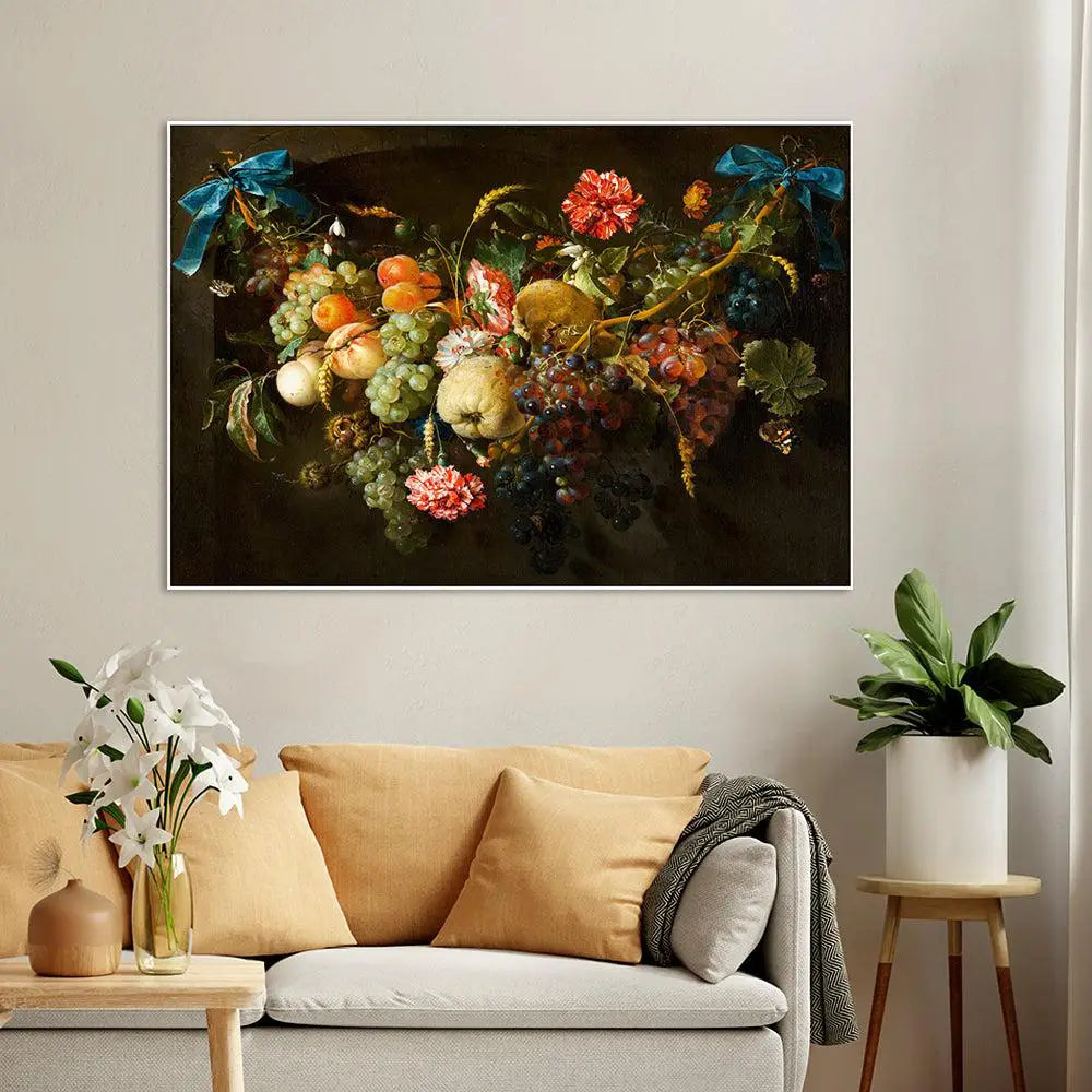 Vintage Floral & Fruits Still Life Art Wall Painting Main image