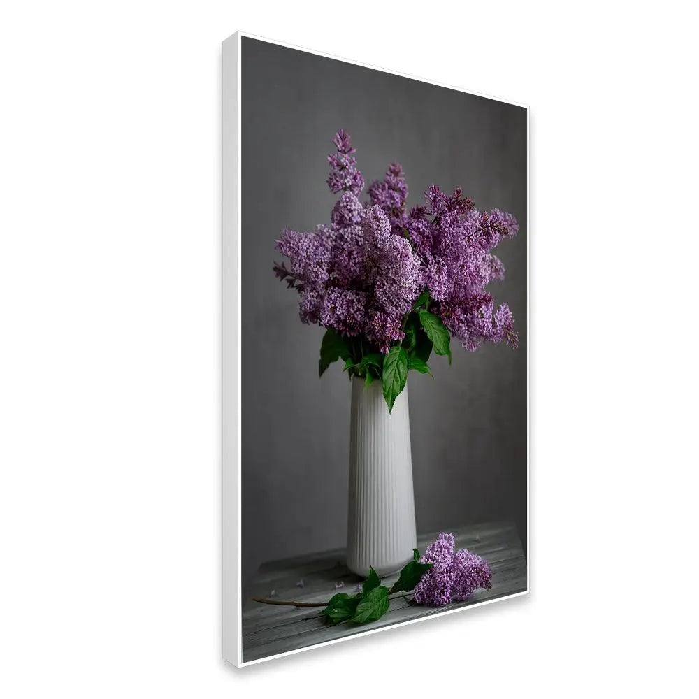 Soothing Lilac Flower Vase Still Life Canvas Painting Secondary image