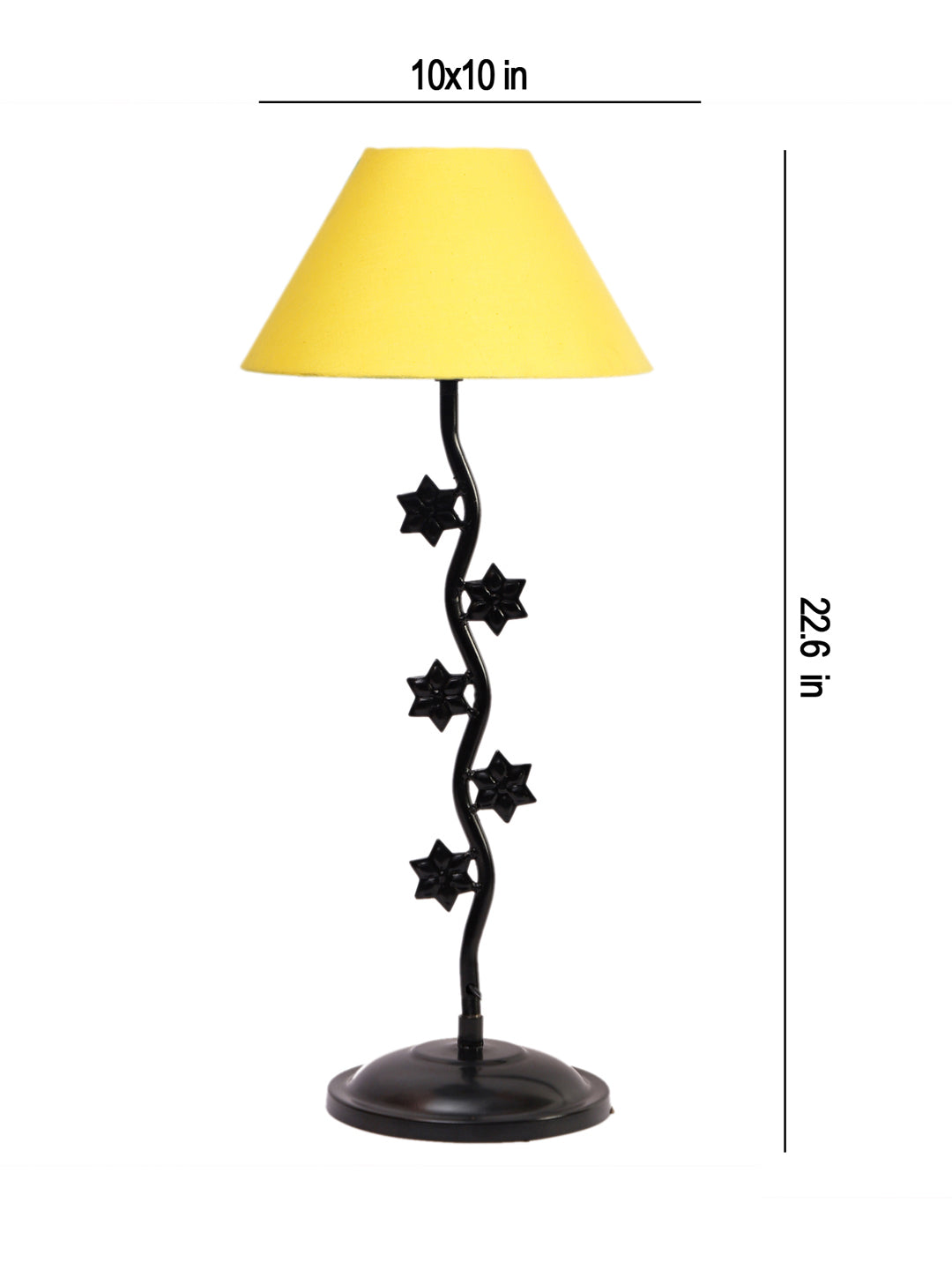 Yellow Cotton Zig Zag Star Table Lamp with Iron Base (AE05)