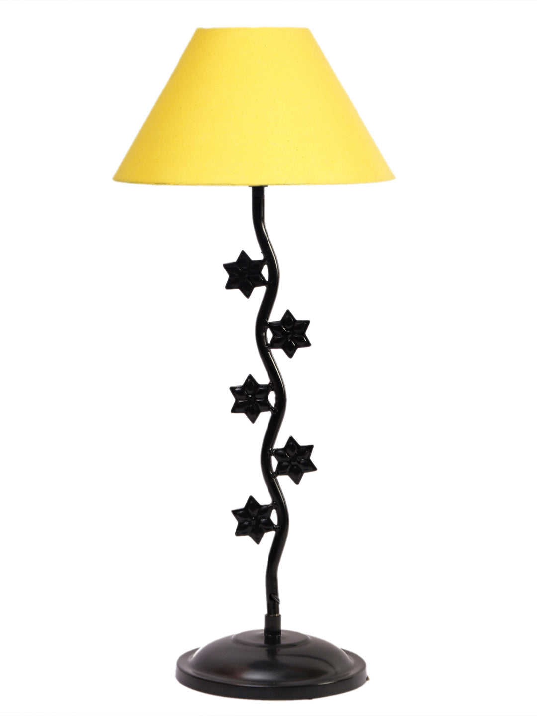 Yellow Cotton Zig Zag Star Table Lamp with Iron Base (AE05)