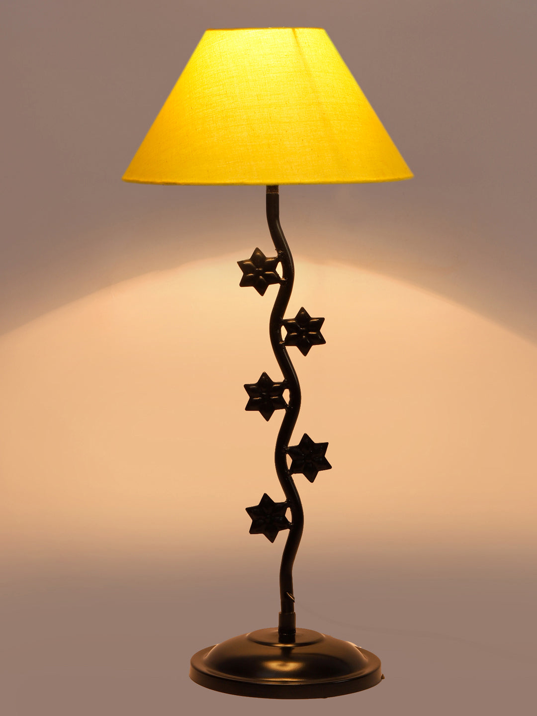 Yellow Cotton Zig Zag Star Table Lamp with Iron Base (AE05)