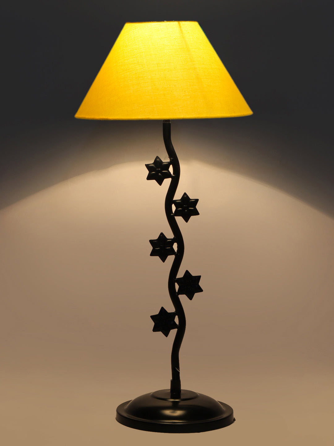 Yellow Cotton Zig Zag Star Table Lamp with Iron Base (AE05)