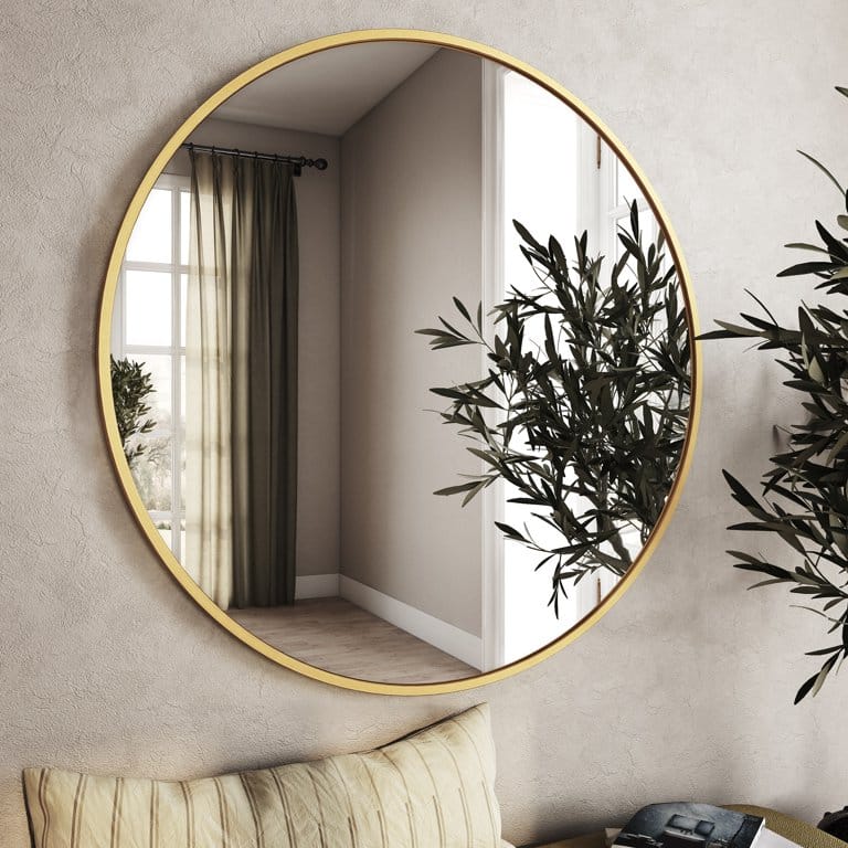 33 Inches Gold Round Mirror Main image
