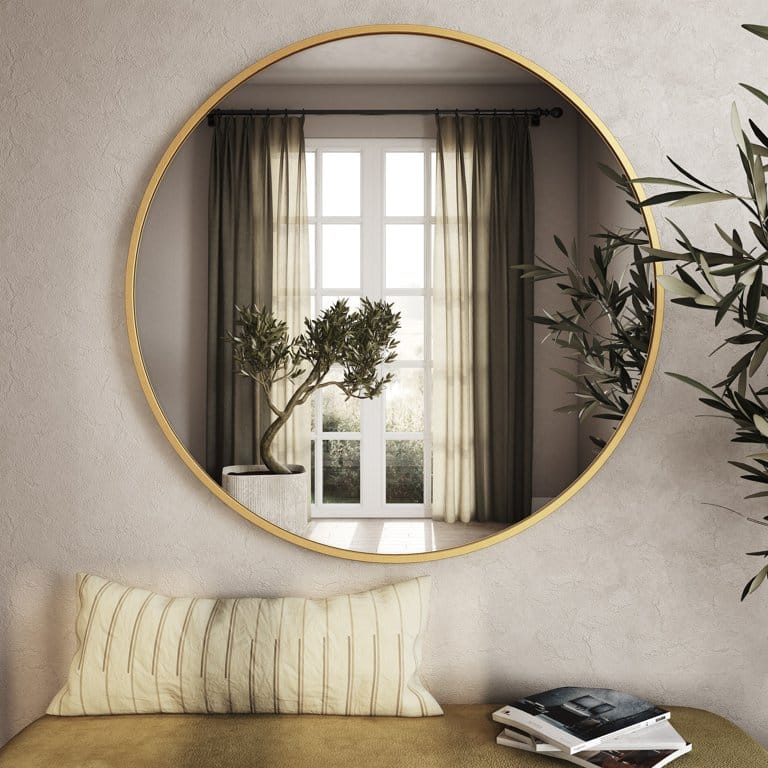 33 Inches Gold Round Mirror Secondary image