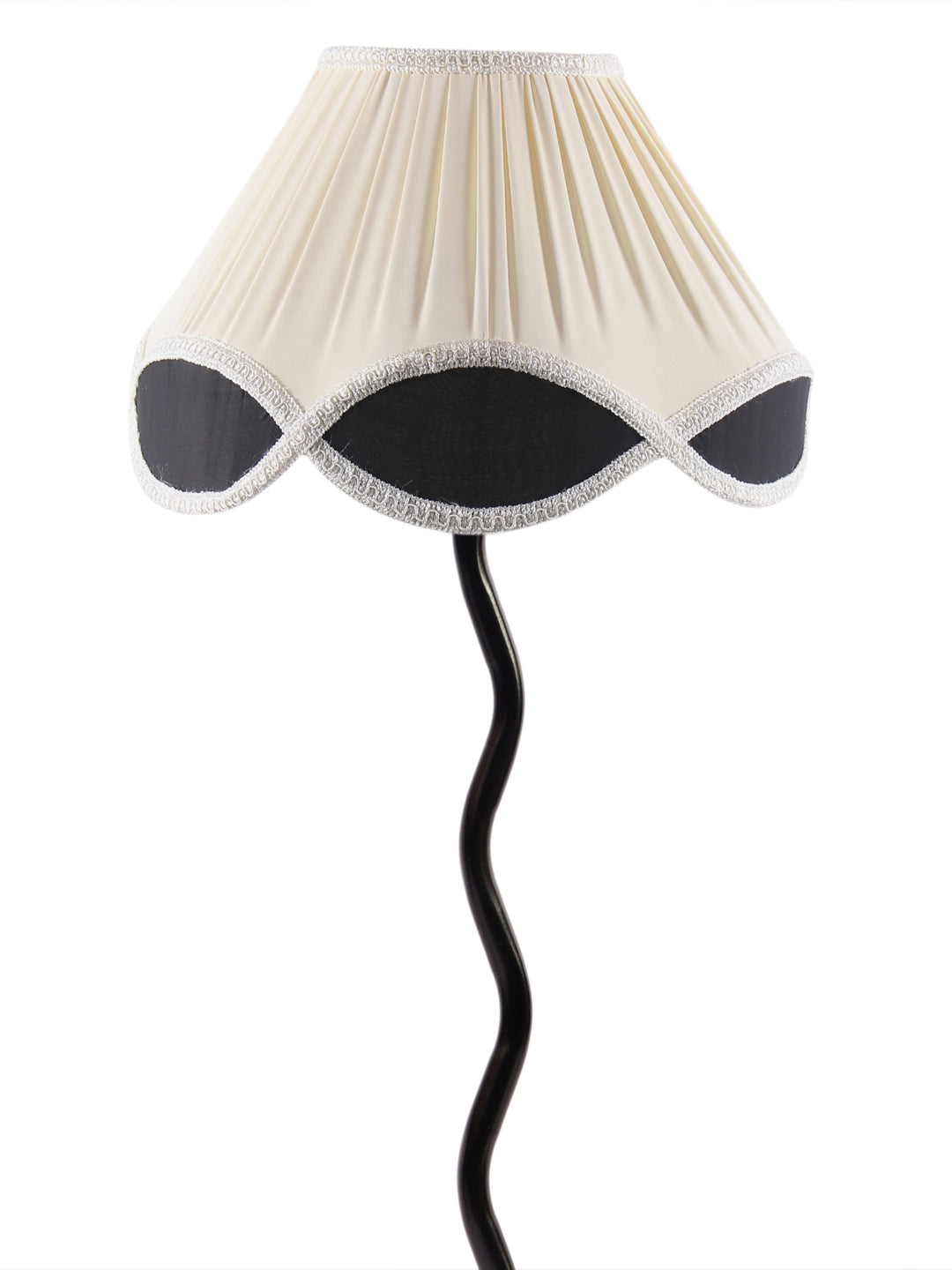 Vintage Black & White Cotton Zig Zag Table Lamp with Iron Base (AE18)